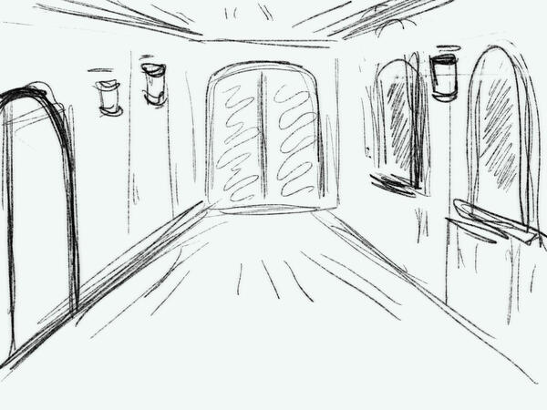 A rough design of a corridor for an original story