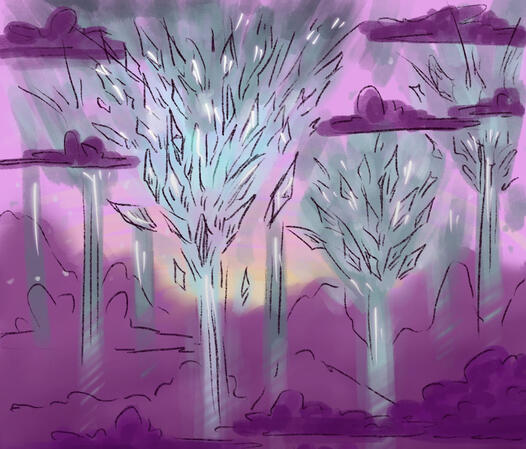 A redraw of a scenery from a cartoon "Heroes of Envell"