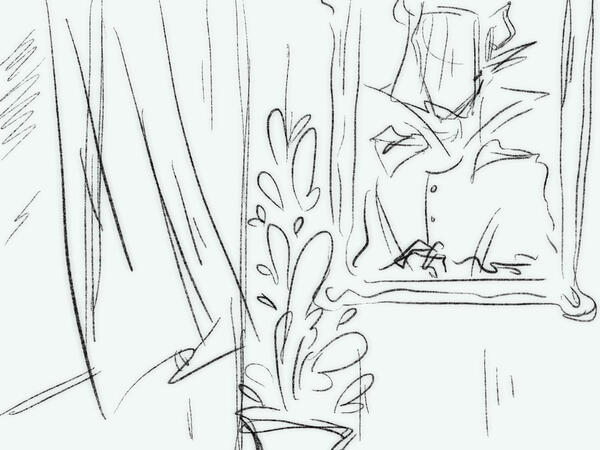 A rough design for a scene from an original story