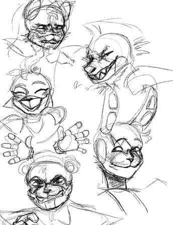 Emotion exploration on character from video game "Fnaf: Security Breach"